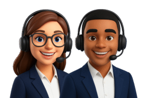 Customer service representatives wearing headsets, representing specialized utility call center support for effective customer engagement.